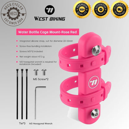 WEST BIKING Bicycle Water Bottle Cage Holder with Silicone Anti-Slip Straps MTB Road Bike Bottle Mount Cycling Accessories