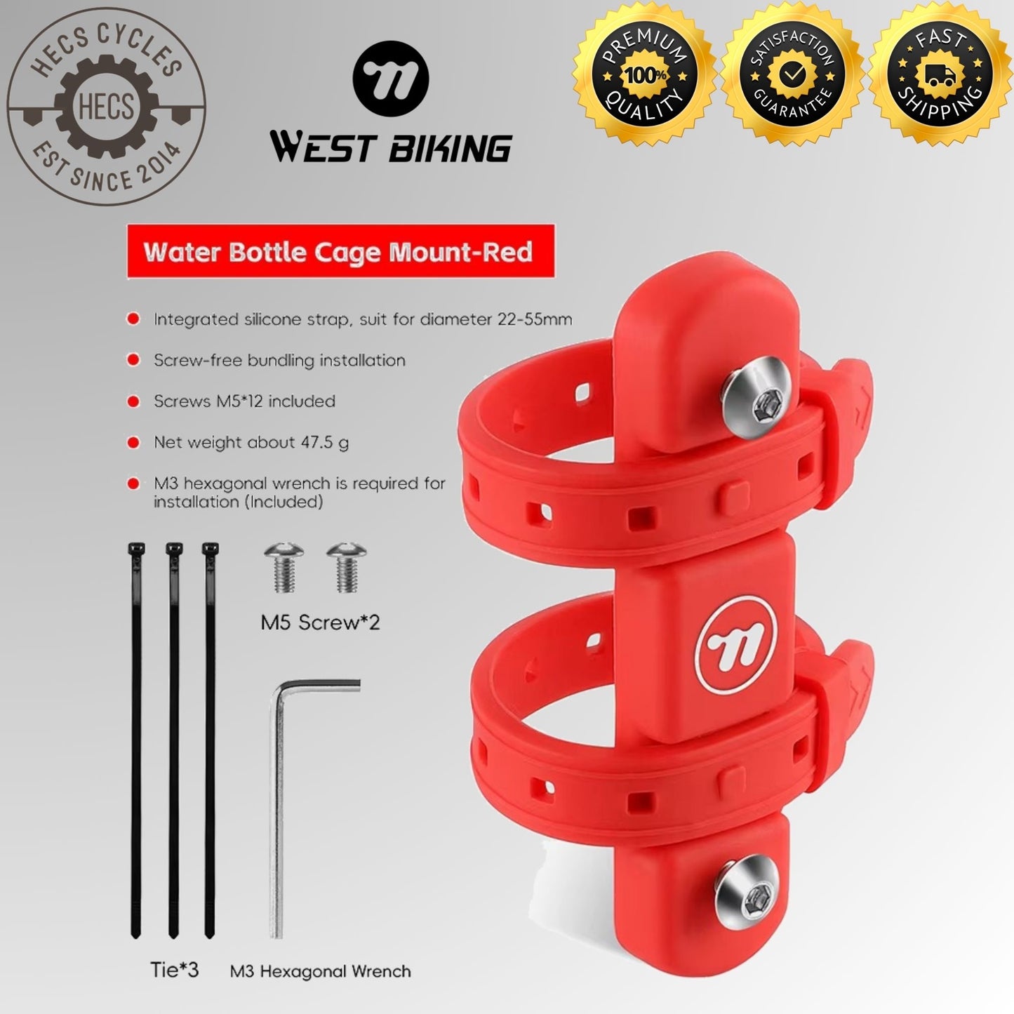 WEST BIKING Bicycle Water Bottle Cage Holder with Silicone Anti-Slip Straps MTB Road Bike Bottle Mount Cycling Accessories