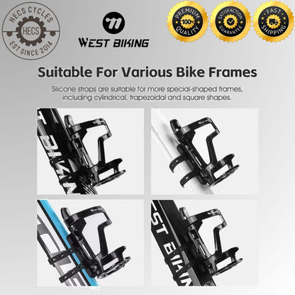 WEST BIKING Bicycle Water Bottle Cage Holder with Silicone Anti-Slip Straps MTB Road Bike Bottle Mount Cycling Accessories