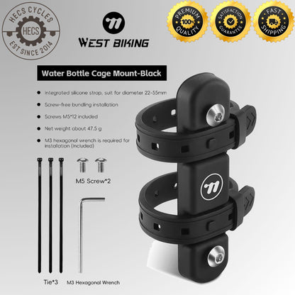 WEST BIKING Bicycle Water Bottle Cage Holder with Silicone Anti-Slip Straps MTB Road Bike Bottle Mount Cycling Accessories