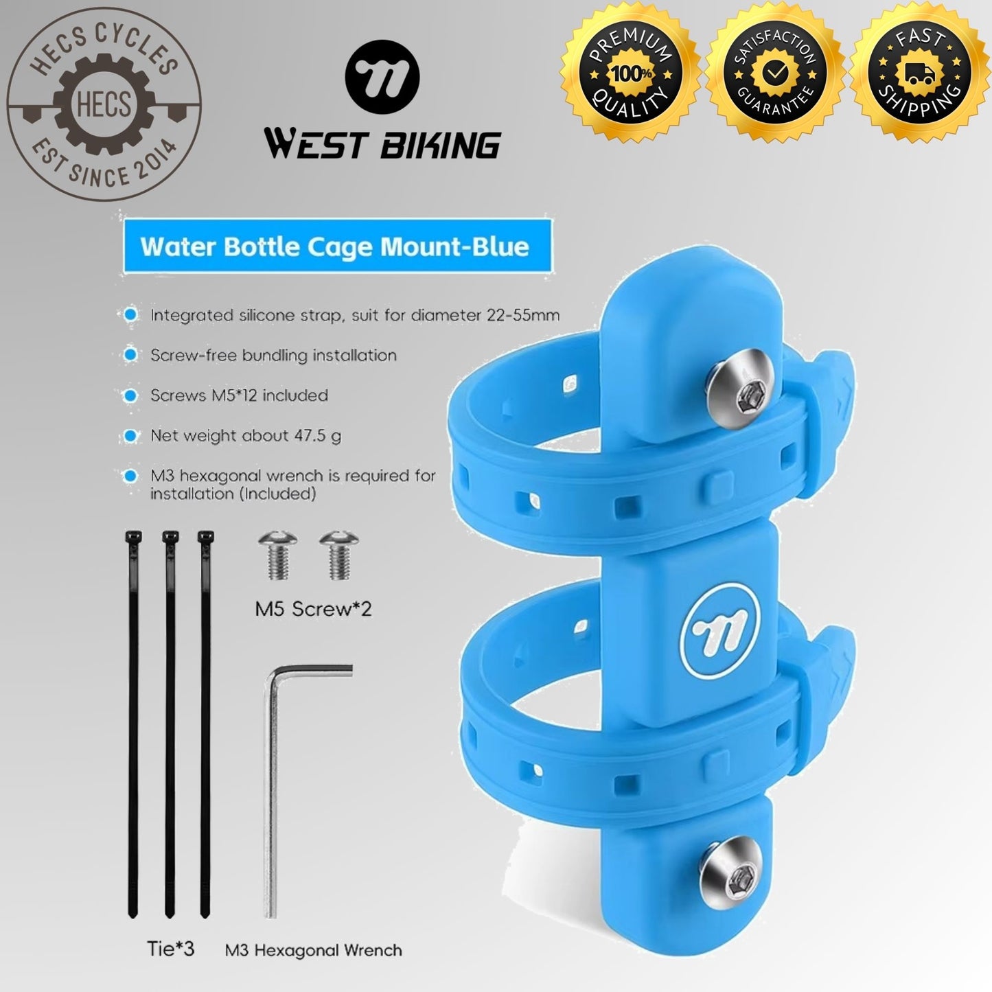 WEST BIKING Bicycle Water Bottle Cage Holder with Silicone Anti-Slip Straps MTB Road Bike Bottle Mount Cycling Accessories