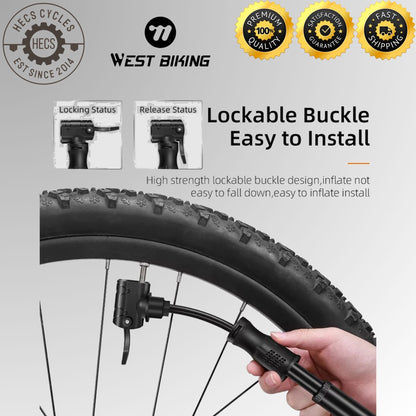 WEST BIKING Mini Bike Pump Portable Aluminium Alloy Bicycle Tyre Pump Presta Schrader Valve MTB Road Cycling Inflator