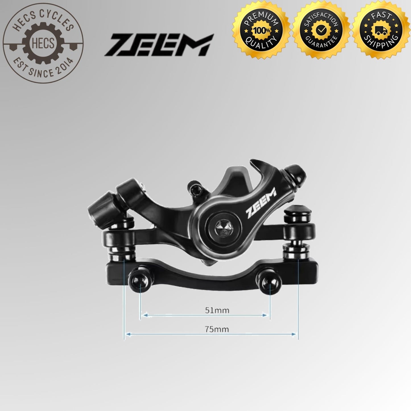 ZEEM Mechanical Disc Brake Caliper with M315/MT200 Pads CNC One Piece Aluminum Bicycle MTB Brakes