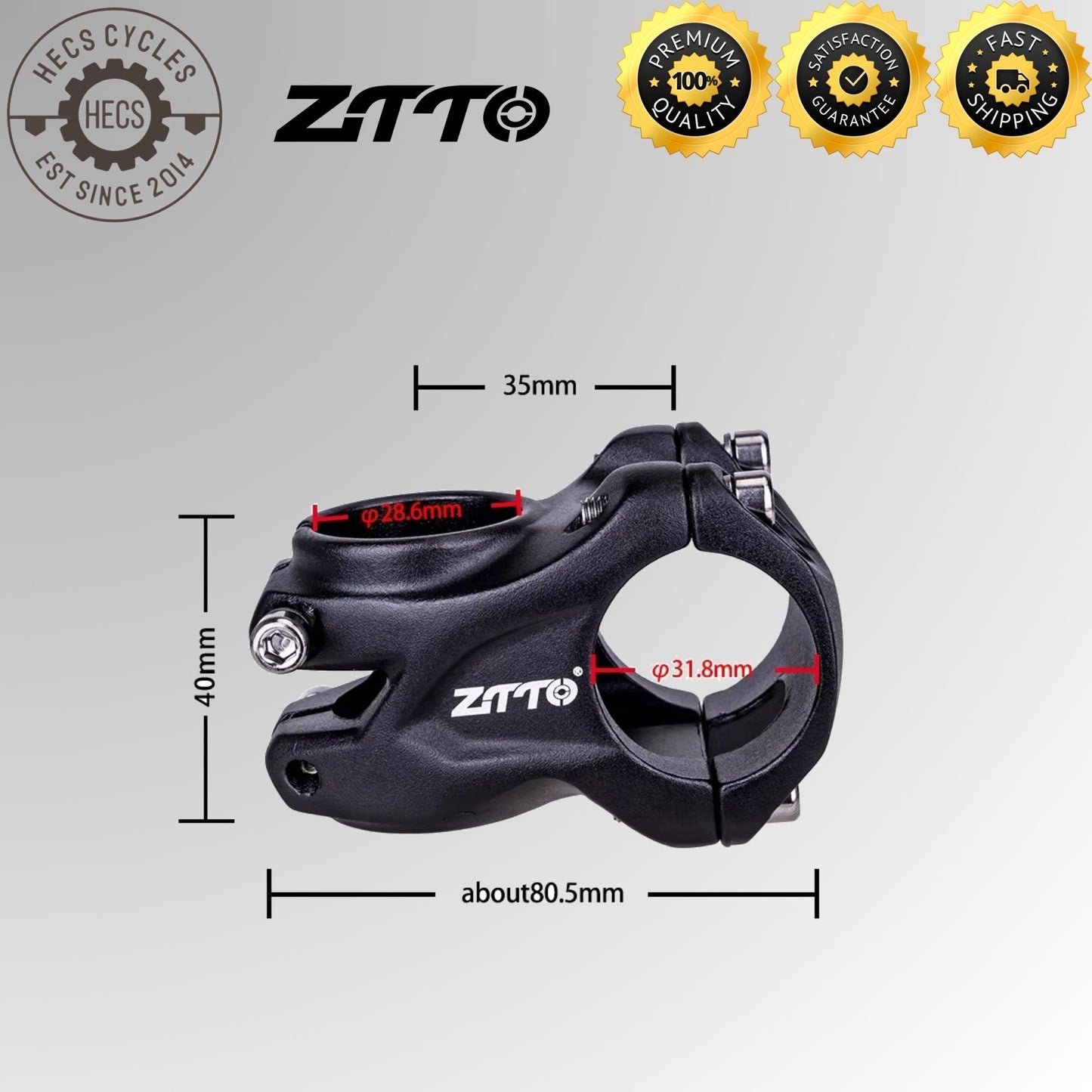 ZTTO 35mm Short MTB Stem 31.8mm Clamp Lightweight Hollow Handlebar Stem for XC and Trail