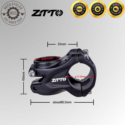 ZTTO 35mm Short MTB Stem 31.8mm Clamp Lightweight Hollow Handlebar Stem for XC and Trail