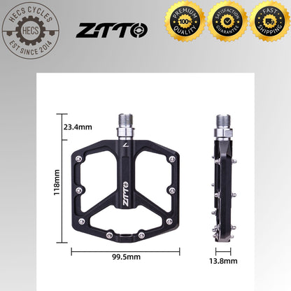 ZTTO MTB Ultralight Anti-Slip Flat Aluminum Alloy Bike Pedals – Smooth Bearing Pedals for MTB & Road Cycling