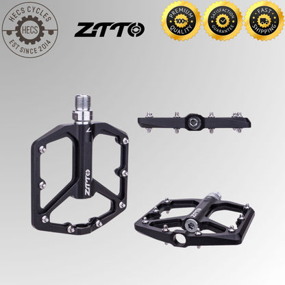 ZTTO MTB Ultralight Anti-Slip Flat Aluminum Alloy Bike Pedals – Smooth Bearing Pedals for MTB & Road Cycling