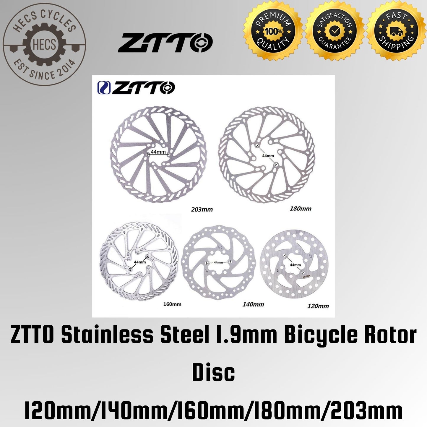 ZTTO Stainless Steel 1.9mm Bicycle Rotor Disc 120mm/140mm/160mm/180mm/203mm