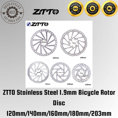 ZTTO Stainless Steel 1.9mm Bicycle Rotor Disc 120mm/140mm/160mm/180mm/203mm