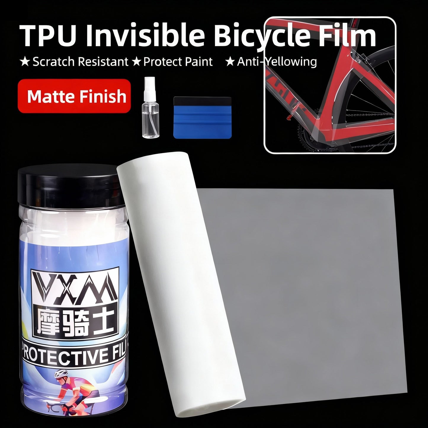 Bicycle TPU Invisible Frame Protection Film Scratch Wear Resistant Free Cut