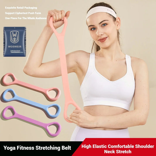 Figure Eight Yoga Band for Women Soft Elastic Band for Back Leg Open Shoulder Tension Relief Home Exercise