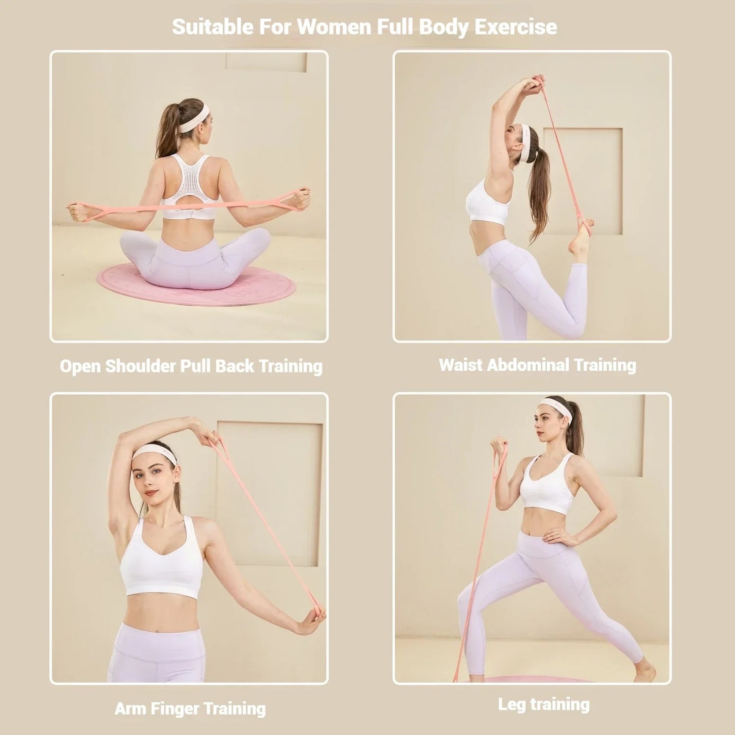 Figure Eight Yoga Band for Women Soft Elastic Band for Back Leg Open Shoulder Tension Relief Home Exercise