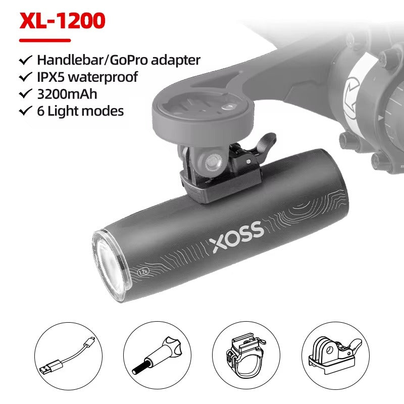 XOSS XL400 XL800 XL1200 Lumens Bicycle Front Light Headlight Rechargeable Front Light