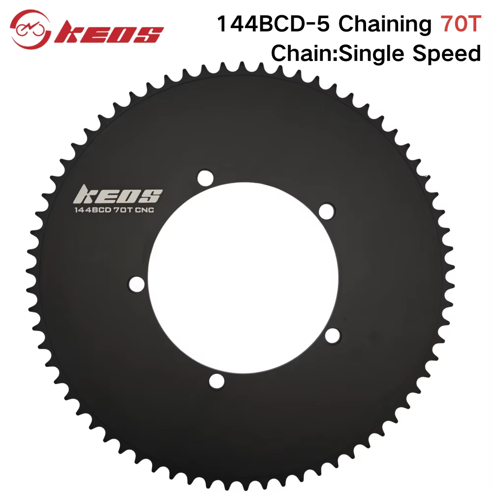 KEOS 144BCD Fixed Gear Track Chainring CNC Aluminium Single Speed 44T–70T Black/Silver