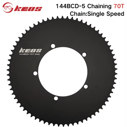 KEOS 144BCD Fixed Gear Track Chainring CNC Aluminium Single Speed 44T–70T Black/Silver