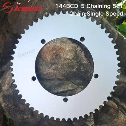 KEOS 144BCD Fixed Gear Track Chainring CNC Aluminium Single Speed 44T–70T Black/Silver